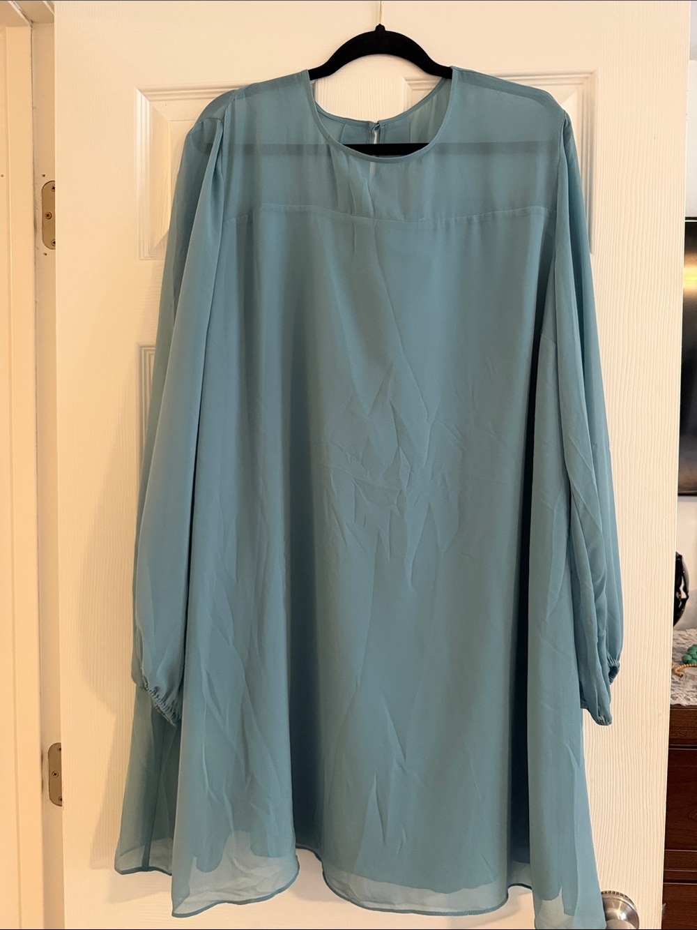 eva mendes for New York & Company Light Blue Long Sleeve Chiffon Tunic Dress